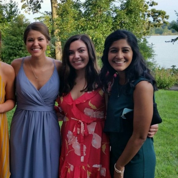 Tulle and Chantilly Dusty Blue Full Length Backless Chiffon Dress - Picture 2 of 5